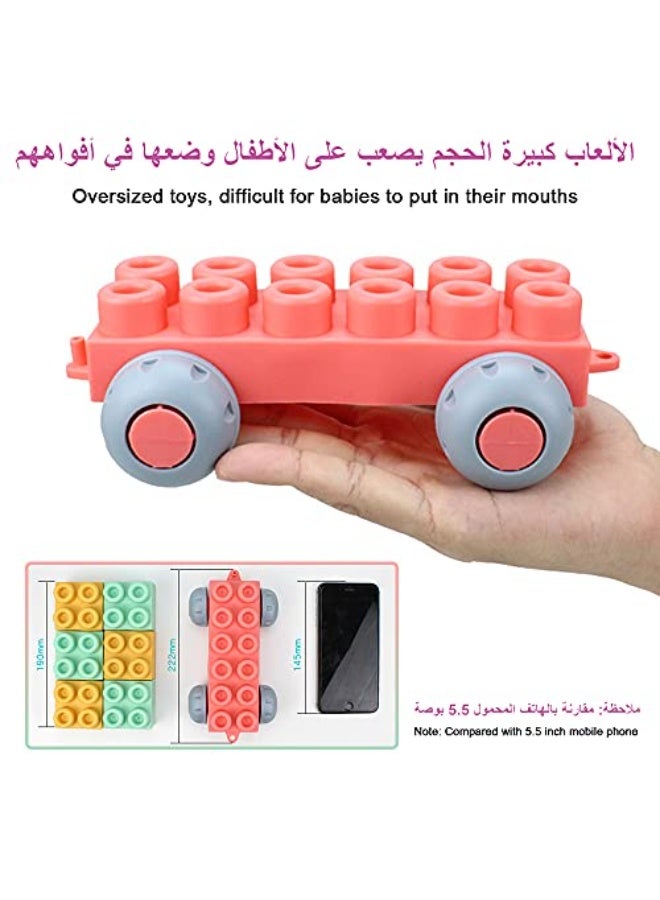 ميتو مجموعة مكعبات بناء مطاطية ناعمة للأطفال، مصنوعة من مادة آمنة وخالية من مادة BPA، قطع كبيرة لمنع الاختناق، ناعمة ولطيفة على الأيدي الصغيرة، مناسبة للأطفال بعمر سنة واحدة فما فوق. - Image 3